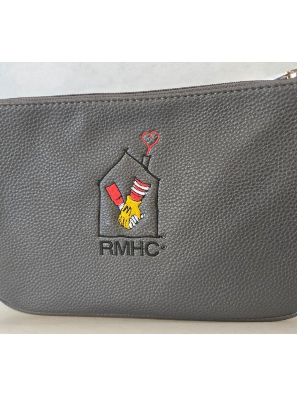 Ronald McDonald House Charities Faux Leather Embroidered Zippered Wristlet